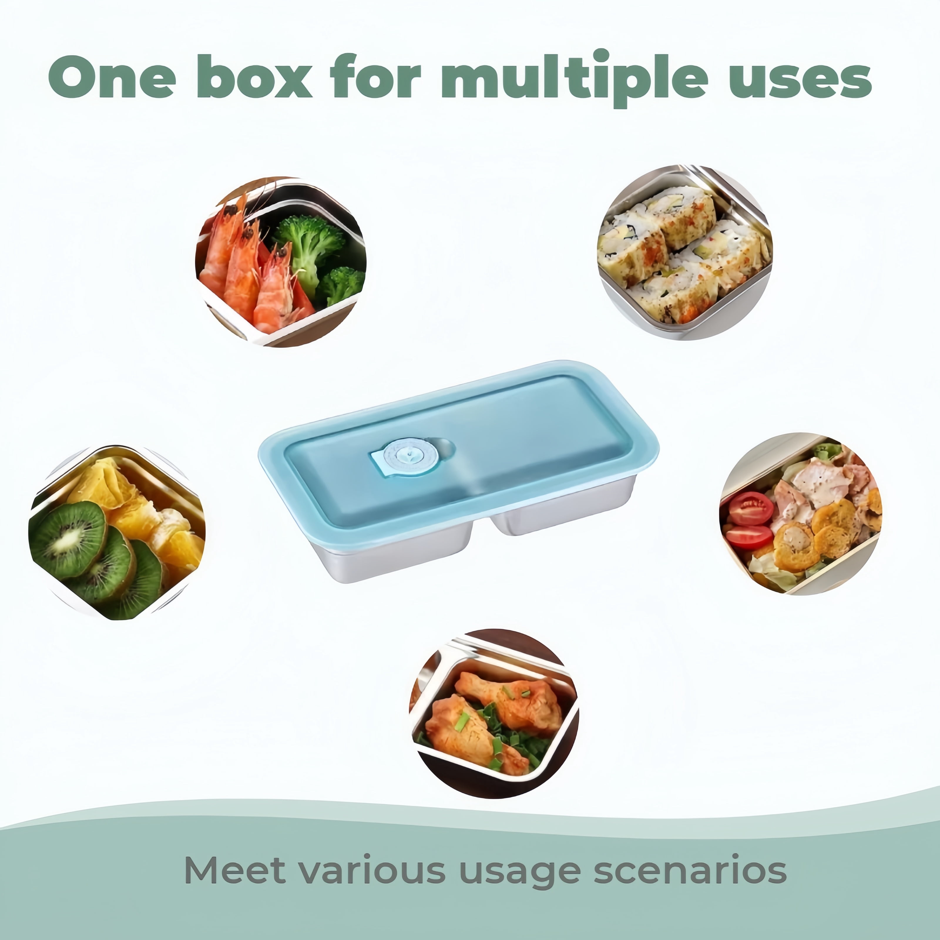 4 Pack Stainless Steel Snack Containers – 2-Compartment Reusable Bento Box, Metal Snack Box with Lids, Leakproof & Portable Food Storage for Travel, Lunch, and Outdoor Use