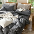 thumbnail image 4 of MooMee Duvet Cover Set Full 100% Washed Cotton Linen Like Textured Breathable Soft Lightweight 3-Piece (Dark Grey, 80"x90"), 4 of 8