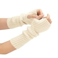 thumbnail image 2 of Sinpiling Fingerless Gloves for Women Trendy Y2K Knitted Thumbhole Arm Sleeves Ladies Casual Solid Stretchy Soft Warm Mittens on Clearance, 2 of 4