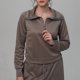 thumbnail image 3 of Conjunto de sudadera con media cremallera y pantalón de pierna ancha para mujer Cómodo traje de chándal de color sólido, 3 of 7