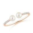 thumbnail image 1 of Angara Two Stone Freshwater Cultured Pearl Open Stackable Ring in 14K Rose Gold for Women (Ring Size = 9), 1 of 9