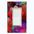 thumbnail image 1 of Metal Light Switch Plate Cover Rainbow Mandala Red Flower Tile Pattern MDL094, 1 of 13