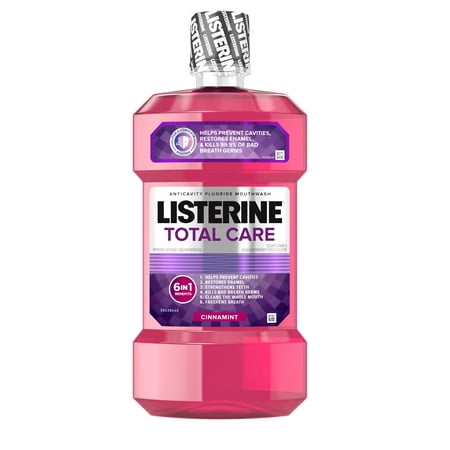 (2 pack) Listerine Total Care Anticavity Mouthwash, Cinnamon & Mint Flavor, 1