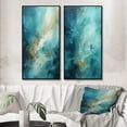 thumbnail image 1 of Designart "Turquoise Calm II" Abstract Landscapes Framed Wall Art Set Of 2 - Teal Landscapes Gallery Wall Frame Set For Home Decor, 1 of 6