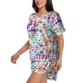 thumbnail image 3 of Womens Pajama Sets With Pocket, Colorful Watercolor Dots Lounge Sets Short Sleeve Sleepwear PJ Sets for Women, 3 of 6