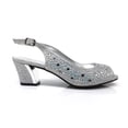 thumbnail image 4 of Enzo Romeo Lime01 Sandales Compensées à Talon Bas et Bout Ouvert pour Femmes avec Strass (8, Argent), 4 of 4