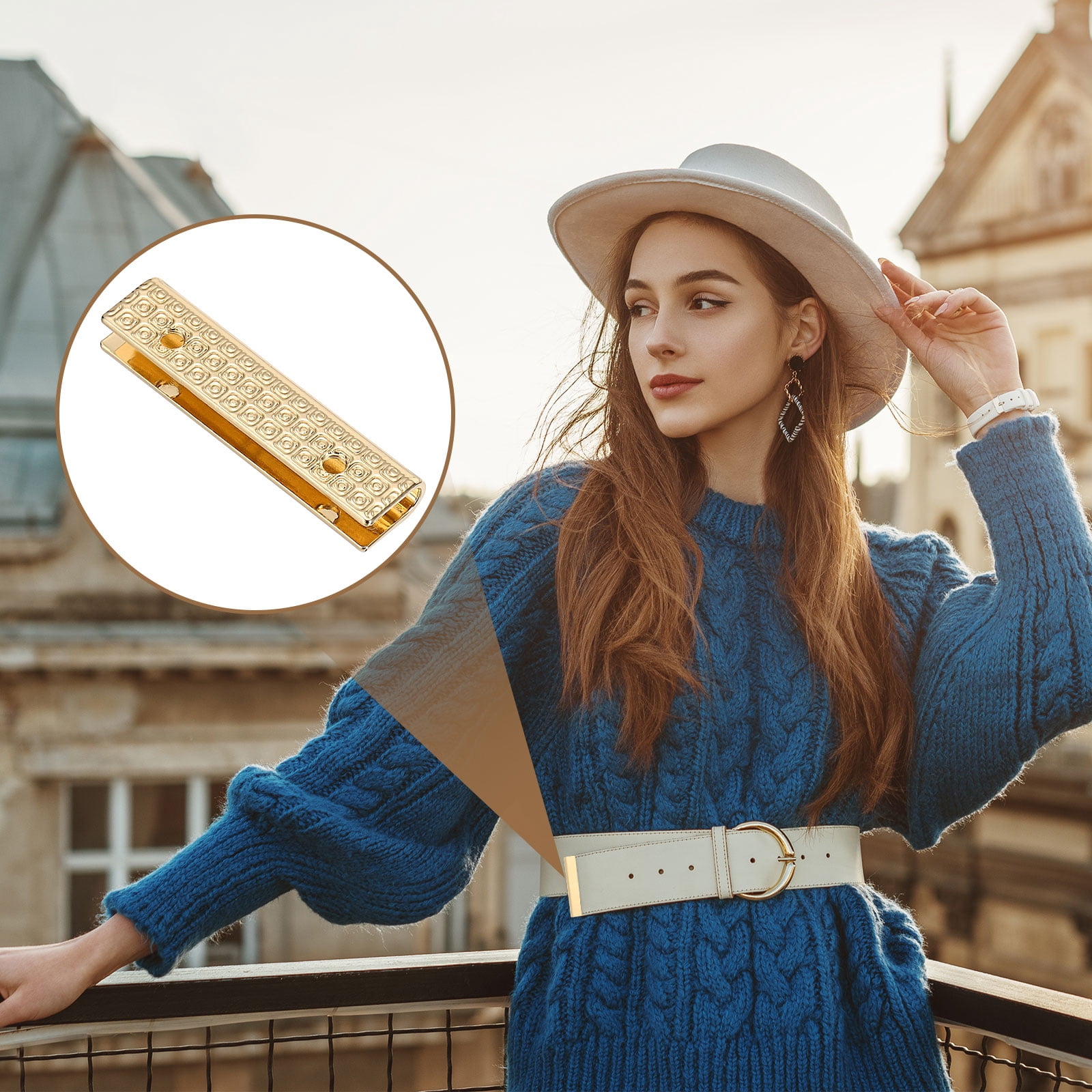 24Pcs Metal Belt Buckle End Tips with Screws, Light Gold Zinc Alloy Purse Hardware Belt Tip 0.24 Inch Wide Rectangle Zipper End Cap for DIY Crafts Bag Making Belt Clip Clasps