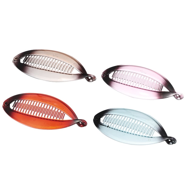 4uds Entrelazado Coleta Banana Clip, Pelo Accesorios, Morado Azul Rojo Marrón