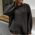 thumbnail image 4 of Busydd Women's Sweaters Fashion Solid Color Long Sleeve Crewneck Sweater Women Knit Ribbed Pullover Sweaters for Women Free Size, 4 of 6