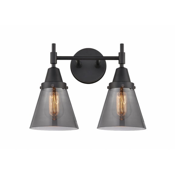 447-2W-BK-G63 Innovations Lighting Cone - 2 Light Bath Vanity-11 Inches Tall and 15.25 Inches Wide-Matte Black Finish-Light Smoke Glass Color