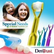 4-PK | DenTrust for Special Needs | The Only Child-Safe 3-SIDED Toothbrush | Made in USA | Fast Easy & Clinically Proven | Autism ASD Autistic Asperger Therapy Parent Caregiver Tactile Sensory Calming