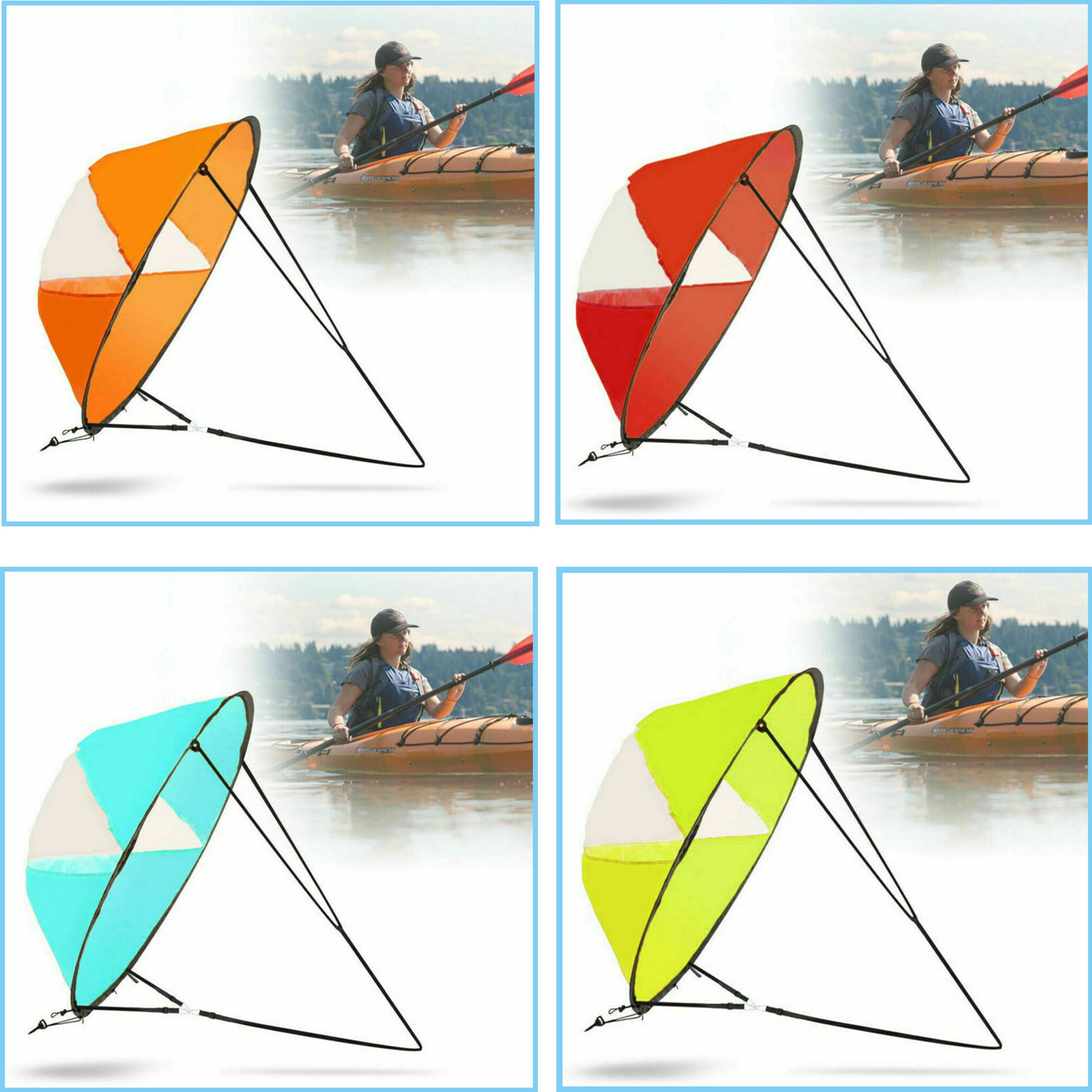 Foldable Board Rowing Boats Surf Sail Kit with Clear Window and Storage Bag 42 inches Kayak Canoe Wind Paddle 