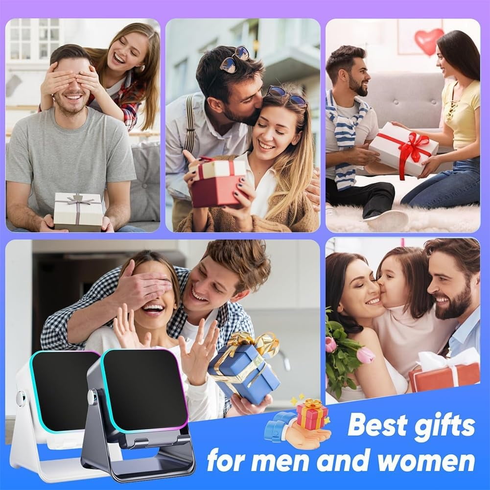 5-in-1 Wireless Induction Bluetooth Speaker with Adjustable Phone Stand, Ambient Light, Rechargeable Speakers Amplifier for iPhone, Home Mini Portable Holder Desktop, (Black*1)