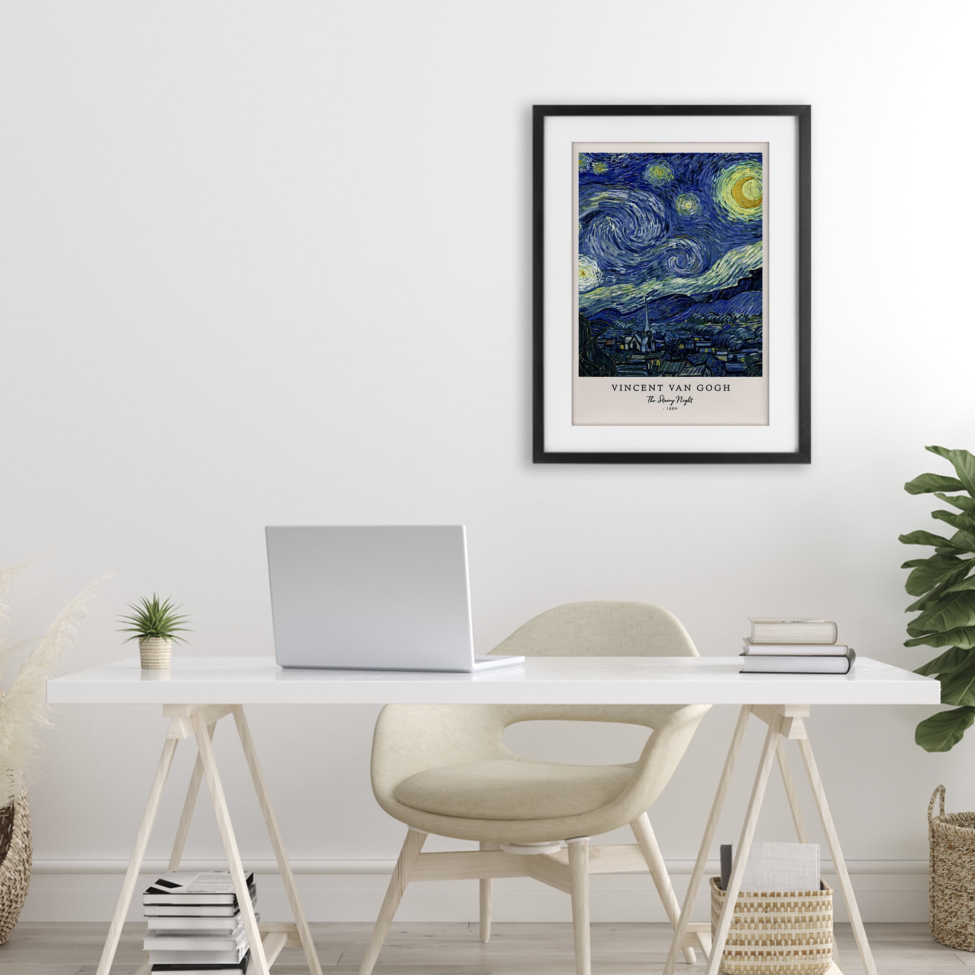 Stupell Industries Classic Starry Night Van Gogh Black Framed Print Under Glass, design by Vintage Hustle