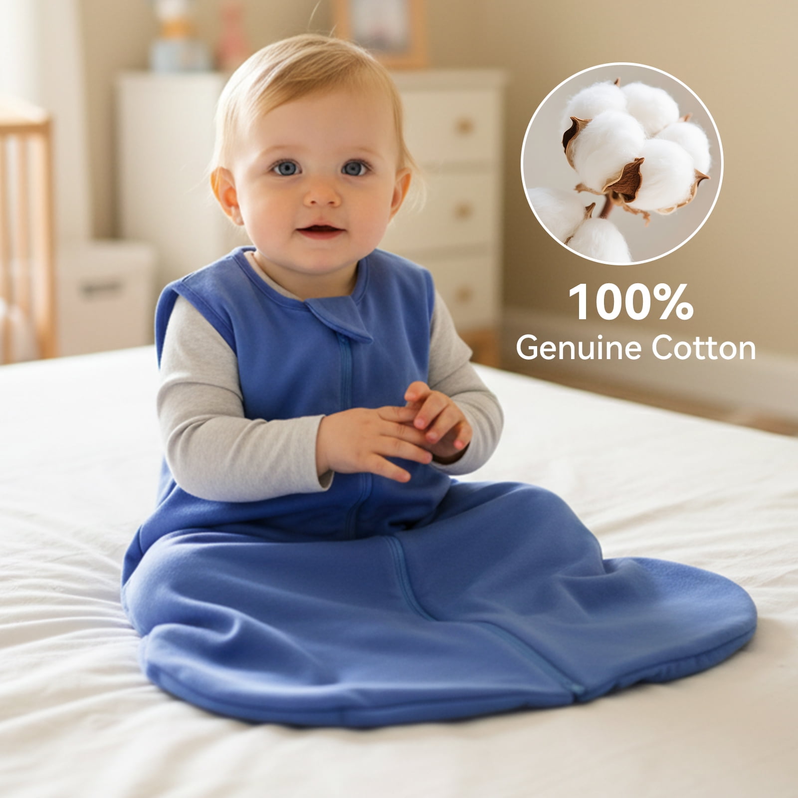 Baby Sleep Sack 12-18 Months 100% Cotton Baby Wearable Blanket 2-Way Zipper Breathable Lightweight Unisex Sleeping Bag 0.5 Tog Toddler Sleep Sack (3 Pack)