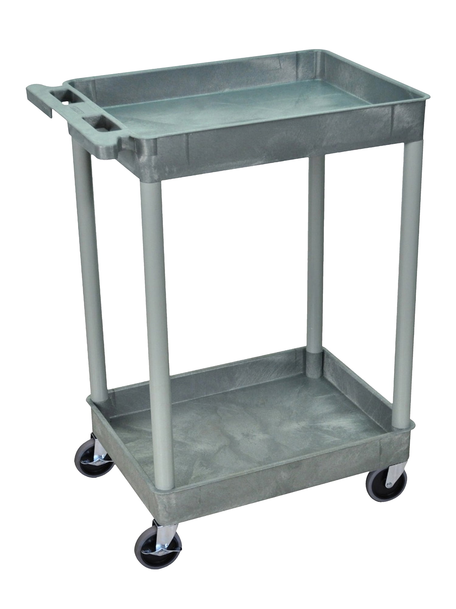 MaxWorks 80384 Black and Gray Two-Tray Service/Utility Cart With Aluminum Legs 