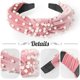 thumbnail image 5 of 4 diademas de perlas para mujer, diadema con cuentas, antideslizante, con nudo superior ancho, diadema negra, blanca, rosa y dorada con perlas, accesorios para el cabello, 5 of 5