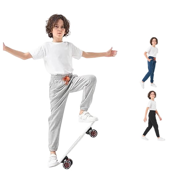 WhouRiu Boys Casual Pants Kids Solid Color Loose Drawstring Waist Trousers Kids Fall Comfortable Breathable Everyday Wear,7-8 Years