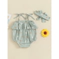 thumbnail image 4 of Suealasg Newborn Girl Summer Bodysuit +Headband Sleeveless Daisy Print Romper 3 6 12 18 Months Baby Girl Clothes, 4 of 6