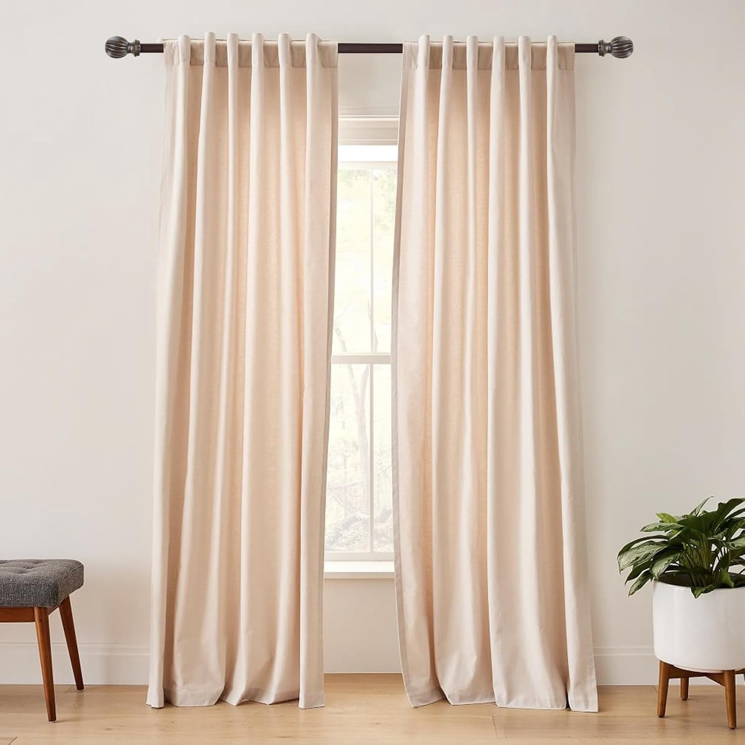 Urbanest Adjustable Single Curtain Rod Set Bronze With Gold Lecca Finials – 1 - Inch Diameter, With Bronze Rod, 28–48 Inches