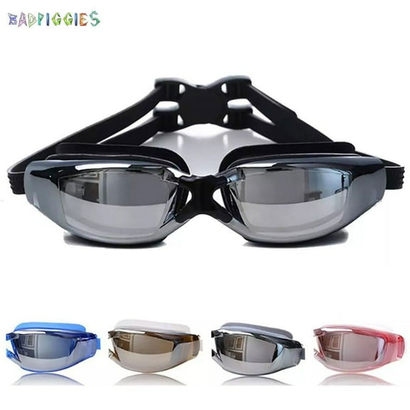 BadPiggies Anti Fog UV Protection Swim Goggles, Adjustable No Leaking Unisex Swimming Glasses for Adult Youth (Gray)