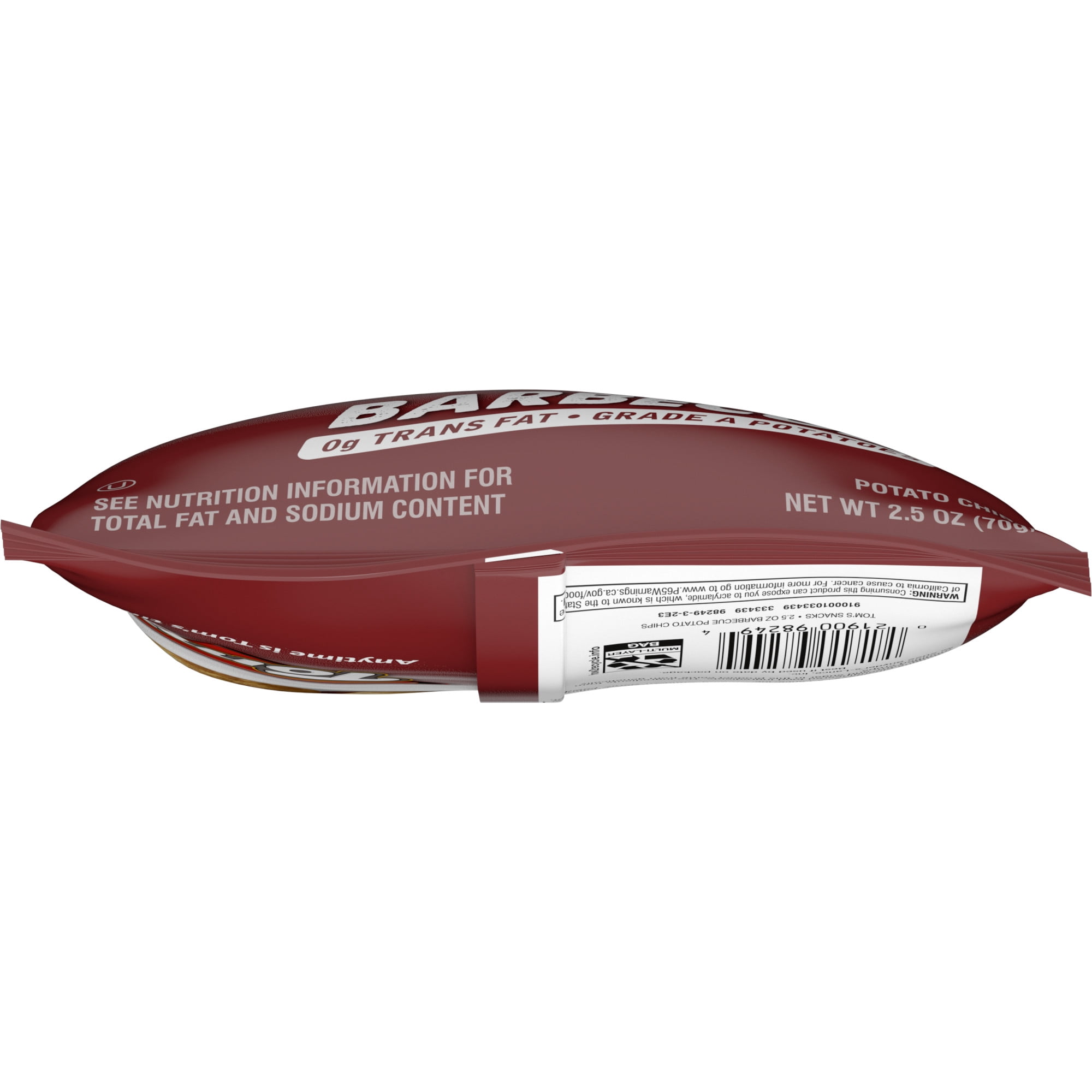 Tom's Potato Chips, Barbecue Chips, 2.5 oz Snack Bag