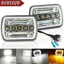 For Chevy C6500 C7500 Kodiak C8500 Pair 7x6" 5x7" inch Square LED Headlights DRL