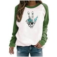 thumbnail image 3 of Sentmoon Tenue de l'Action de Grâce Femmes Manches Longues Surdimensionnées Col Rond Hauts Tendance pour Femmes 2025 Ample avec Imprimé Vêtements Femmes Chaud Automne et Hiver pour Fêtes d'Halloween et Événements Costume Vert P, 3 of 9