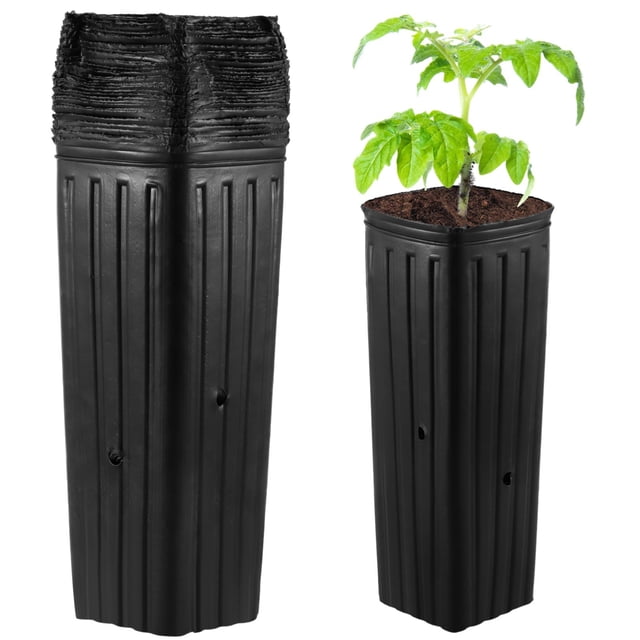 50 bolsas de plástico para vivero, bolsas de cultivo de flores de frutas, contenedores de plantas cuadrados altos, macetas de inicio de flores, maceteros suculentos con agujeros de drenaje para jardín