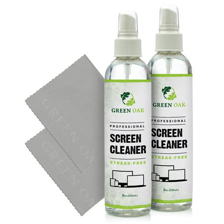 Screen Cleaner â?? Green Oak Professional Screen Cleaner Spray - Best for LCD & LED TV, Tablet, Computer Monitor, and Phone - Safely Cleans Fingerprints, Bacteria, Dust, Oil (8oz 2-Pack) 2 (Best Way To Clean Lcd Tv Screen)