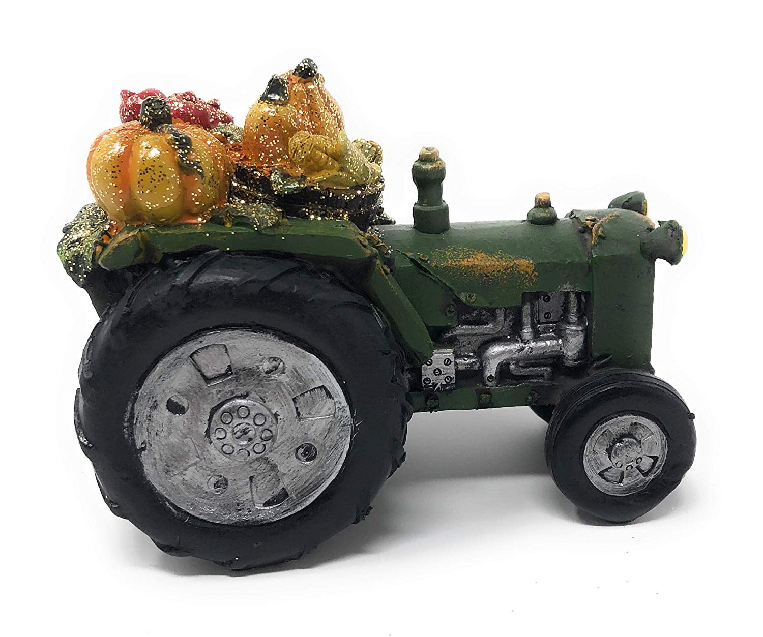 Green Harvest Tractor 6 x 4.5 Inch Resin Stone Tabletop Decorative Figurine 
