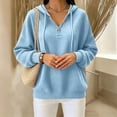 thumbnail image 5 of Lumosvexa Women No Hat V-Neck Hoodies for Women Relaxed Fit Plain Sweatshirts Long Sleeved Pullover Light Blue Size M, 5 of 8