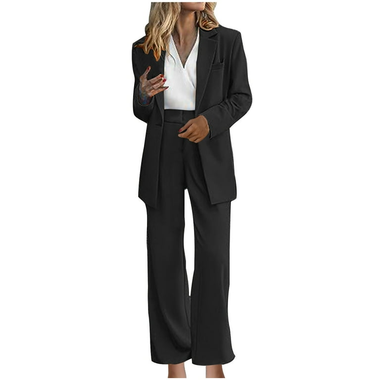 QATAINLAV Womens Long Sleeve Blazer Jacket Matching Wide Leg QATAINLAV Womens Long Sleeve Blazer Jacket Matching Wide Leg