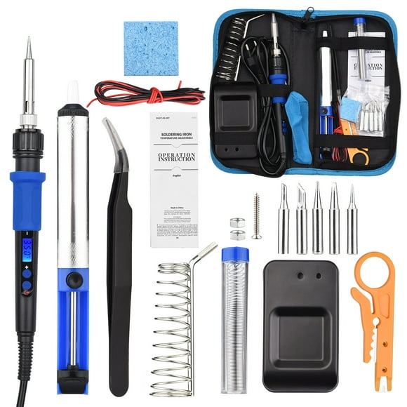 Soldering Iron Kit Adjustable Temperature Welding Tool 15 in 1 Soldering Kit with LCD Display 392-932℉ Temperature Control Soldering Tool