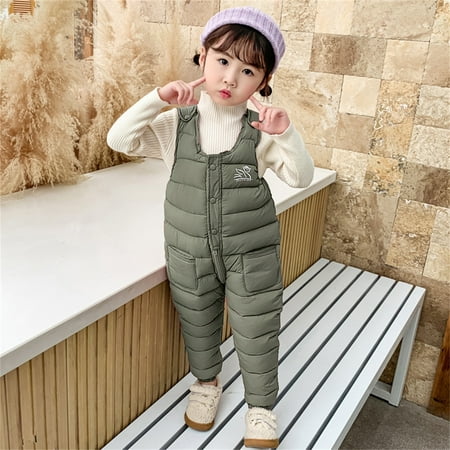 

LEEy-world Child Kids Toddler Toddler Baby Boys Girls Sleeveless Solid Jumpsuit Cotton Wadded Suspender Ski Bib Snap Pack