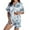 Blue, variant on XINXIAOO Women's Pajamas Set Casual Print Short Sleeve Button Down Shirt Pajamas Shorts Set Pajamas Adult Pajamas Women Pajamas with Shorts Shorts Sleeve Womens Satin Pajamas Set Comfy Womens Pajamas