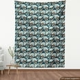 thumbnail image 4 of Ambesonne Skulls Fabric by the Yard, Happy Head Bones Floral Art, 5 Yards, Ginger Sky Blue and Dark Grey, 4 of 5