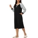 thumbnail image 4 of INSPIRE CHIC Vestido de salón para mujeres, pijama tipo sleepshirt, con mangas largas, cuello Henley, camisones de noche con bolsillos, XL Negro, 4 of 5