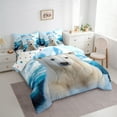 thumbnail image 4 of Manfei White Polar Bear 7 Pieces Bedding Comforter Set for Kids, Antarctic Animal Lover Full Bedding Set, Snow Mountain Reversible Fitted Sheet Flat Sheet, Luxury Bedroom Decor, 4 of 8