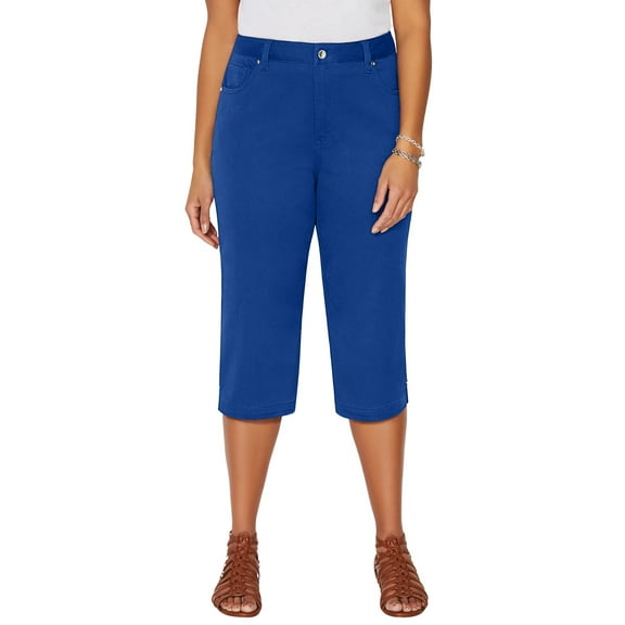 Catherines Women's Plus Size Petite Sateen Stretch Capri