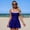 Dark Blue, variant on Tsesme One Piece Swim Dress for Women Adjustable Strap Color Block Swim Skirt with Removable Padded Swimwear