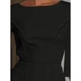 thumbnail image 2 of Zukuco Women's Elegant Pearl-Embellished Cocktail Dress - Split Sleeve Crew Neck Bodycon Midi Dress, Back Zipper Party & Evening Dress, M, 2 of 7