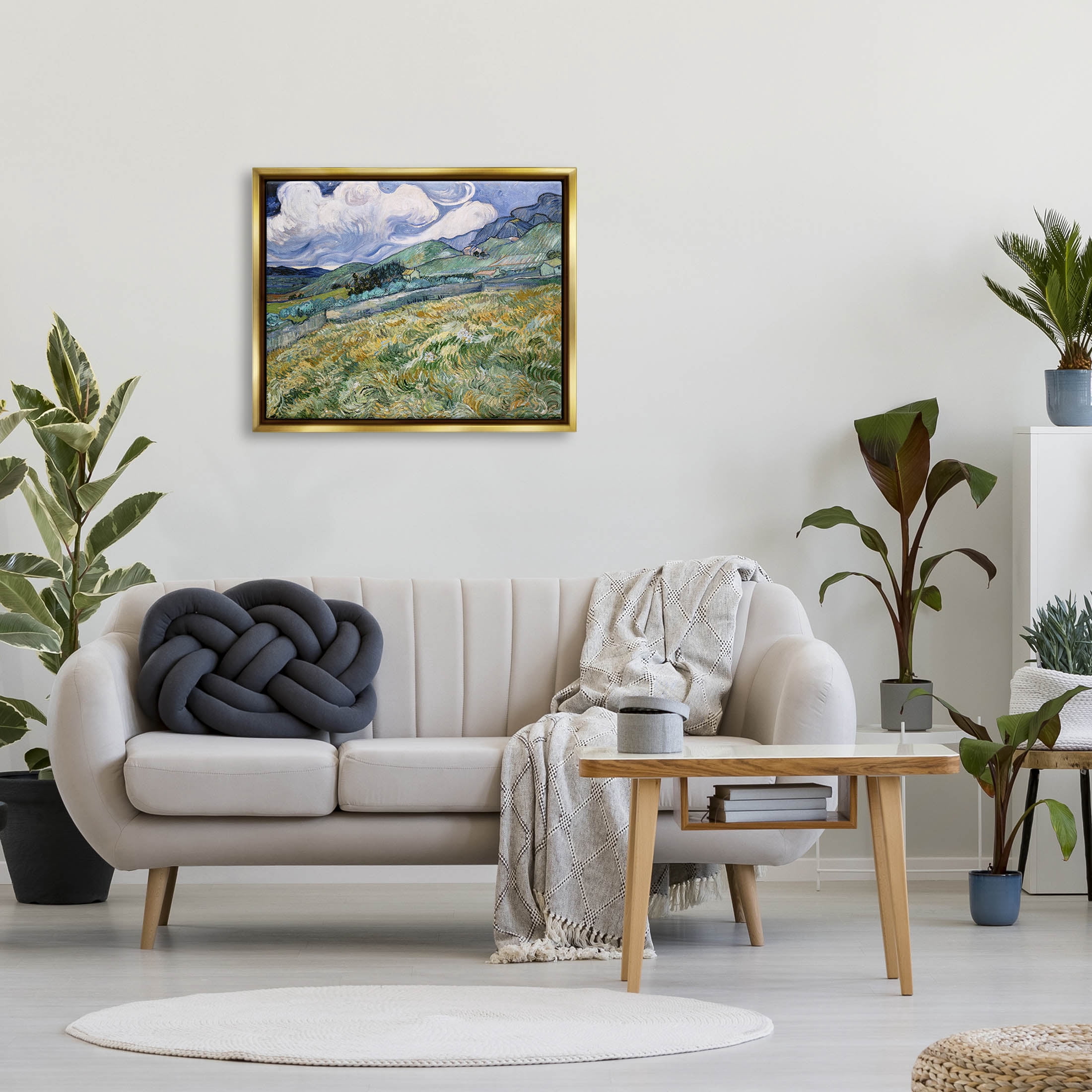 Landscape From Saint Remy Van Gogh Landscape Painting Metallic Gold Framed Art Print Wall Art
