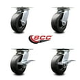 thumbnail image 2 of 6 Inch Polyolefin Swivel Caster Set with Ball Bearings 2 Brakes Service Caster, 2 of 2
