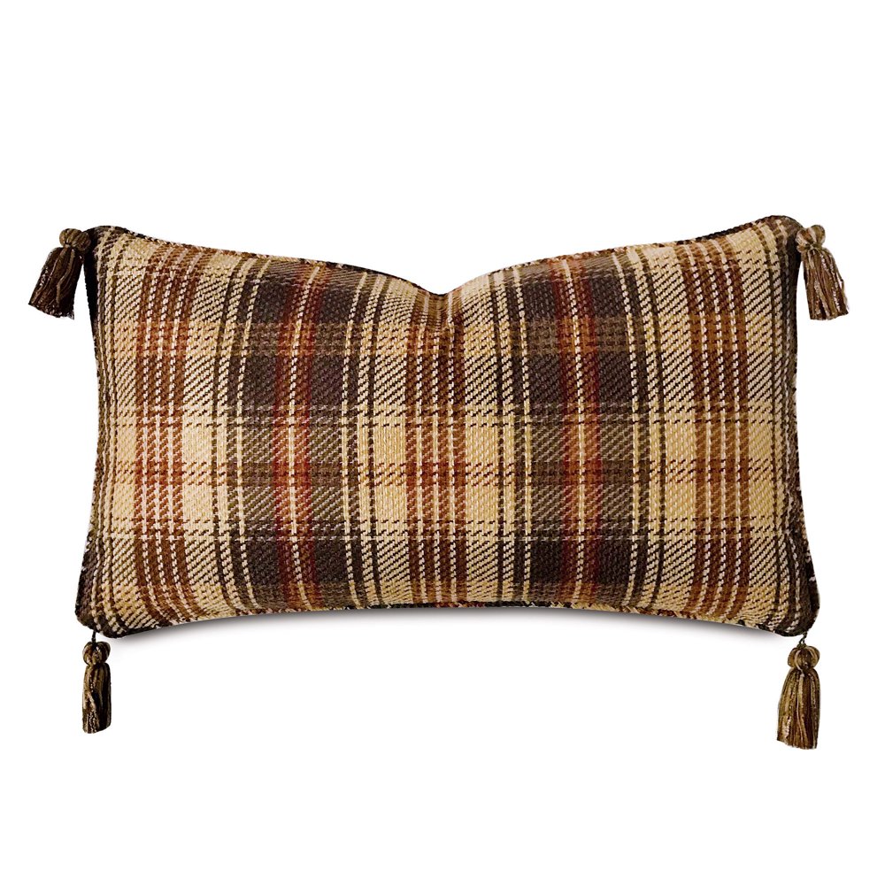 Brown Plaid Woven Decorative Pillow Cover 15" x 26"