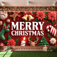 thumbnail image 4 of Festive Banner Merry Christmas Decorative Design Gingerbread Ornament Holly Decoration Christmas for Holiday Celebration Indoor Decoration Party Background, 4 of 9