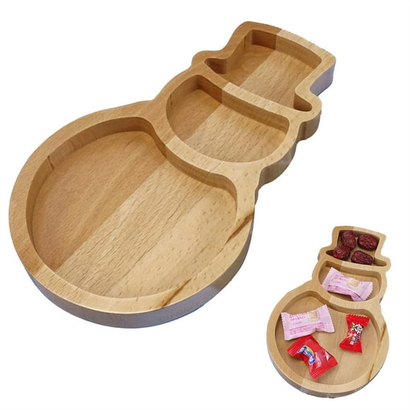 Kitchen Supplies Christmas Snacks Dried Fruit Candy Wooden Tray Christmas Snowman Christmas Tree Shape Tray Restaurant And Family