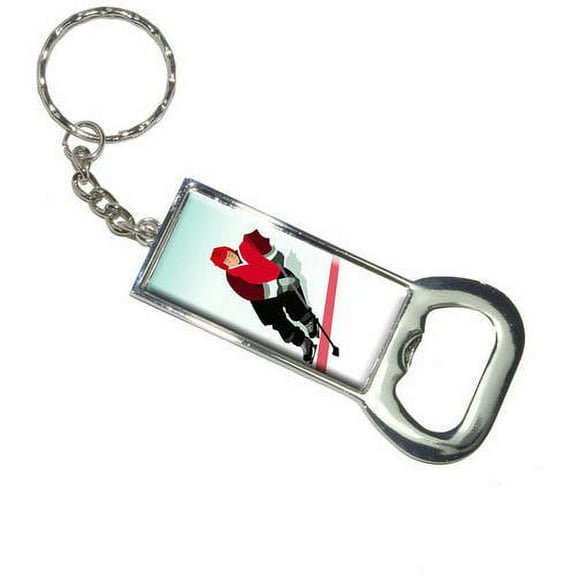 Nothing Specific Ice Hockey Player Red Keychain Bottle Bottlecap Opener