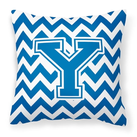 Letter Y Chevron Blue and White Fabric Decorative Pillow