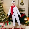 thumbnail image 5 of Wuxian Winter Outfits For Girls Boys Christmas Sets Adorable Snowman Bodysuit Solid Color Romper Jumpsuit With Scarf Hat Soft Comfy Relaxed Fit Dailywear,White,3-4 Years, 5 of 7